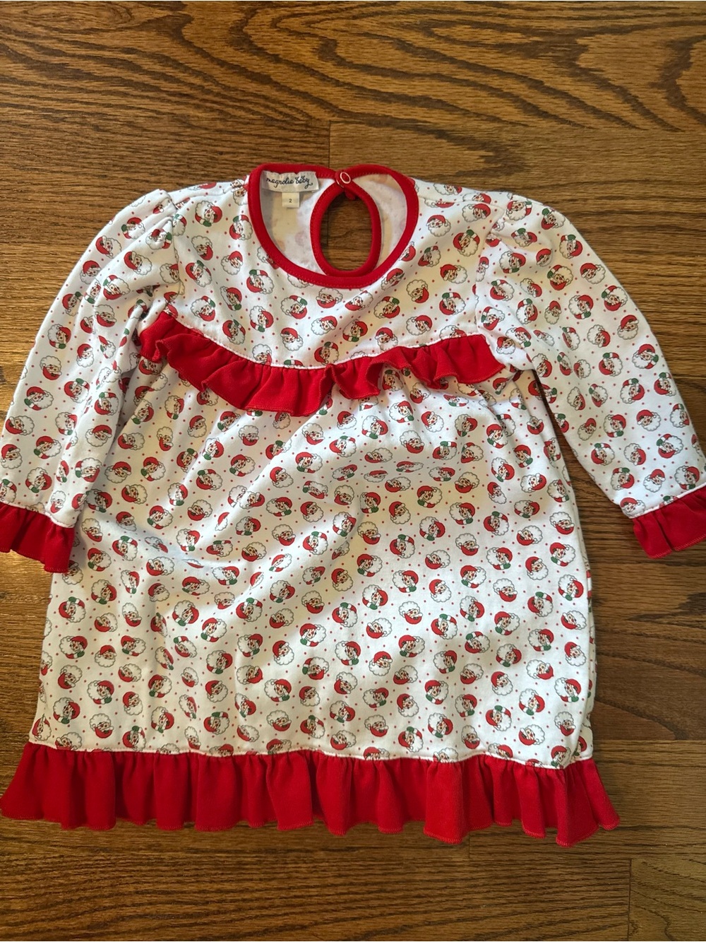Girls' Red & White Ruffle Holiday Nightgown